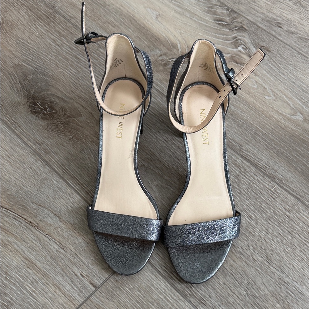 Nine West Metallic Silver Heels